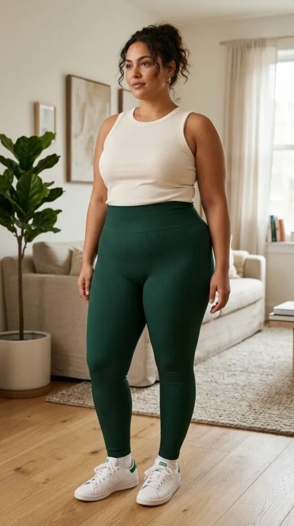 1. Seamless Ribbed High-Waisted Leggings