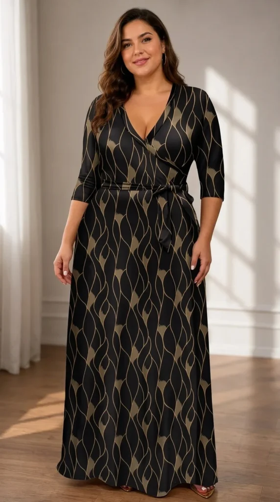 1. The Curvy Floral Belted V-Neck Maxi