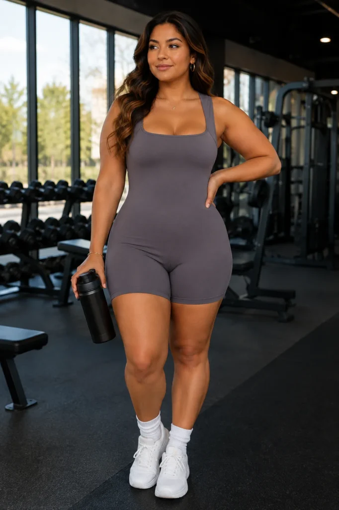 1. The Sculpted Square-Neck Mini Romper