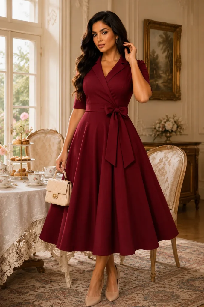 1. Vintage Elegance Long Sleeve Dress
