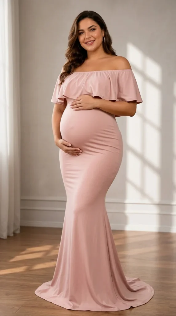 10. Glampunch Soft Stretchy Off-Shoulder Photoshoot Maxi Gown