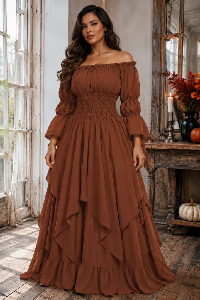 10. NSPSTT Layered Off-Shoulder Gothic Tea Party Dress