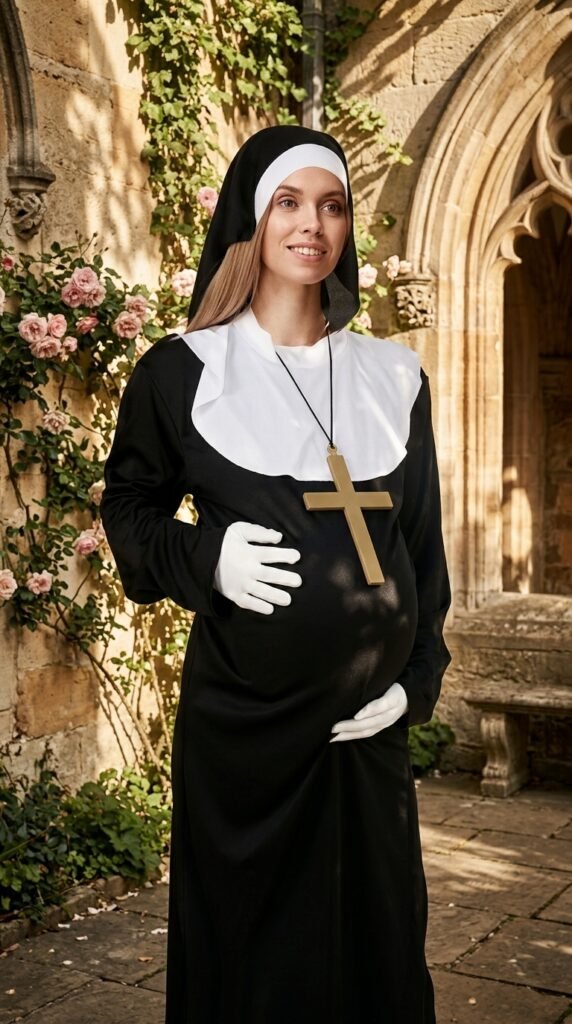11. Jiuguva 5 Pcs Pregnant Nun Cosplay Costume Set
