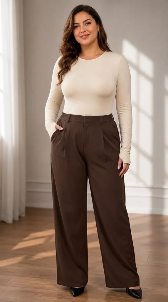 11. Pull-On Stretchy Wide-Leg Work Outfit