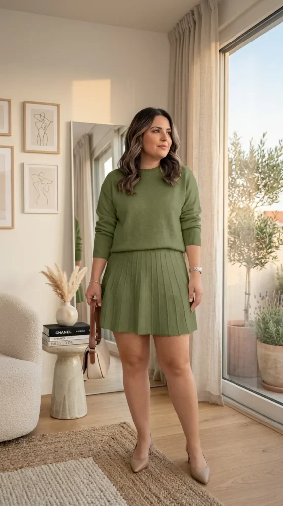 11. Womens Plus Size 2 Piece Skirt Sets Pullover Sweater Set