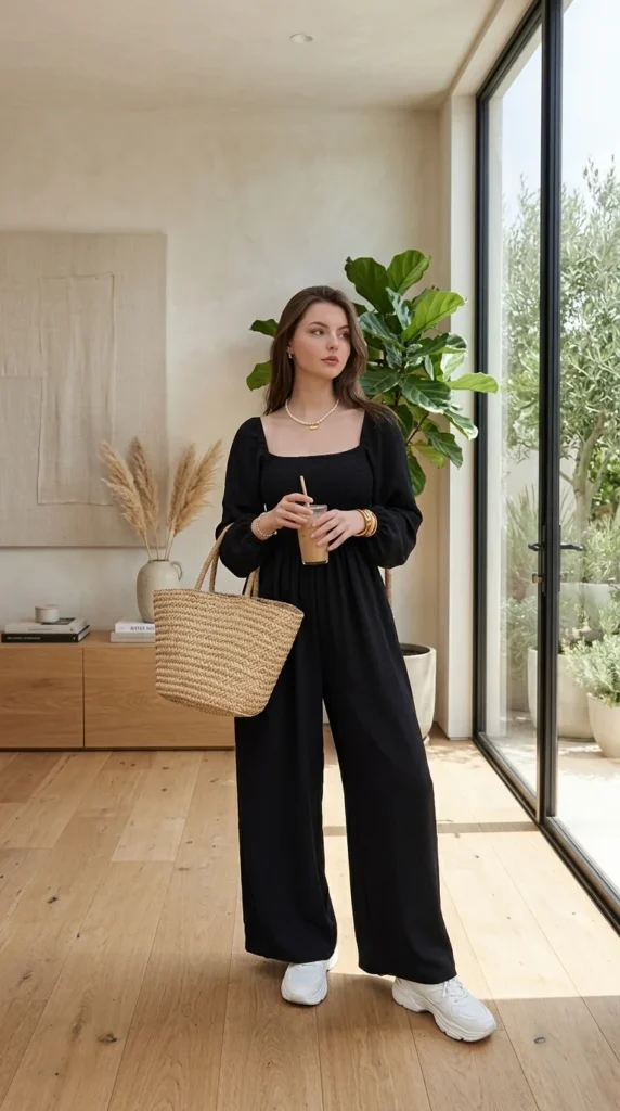12. Modern Wide-Leg Long Sleeve Jumpsuit