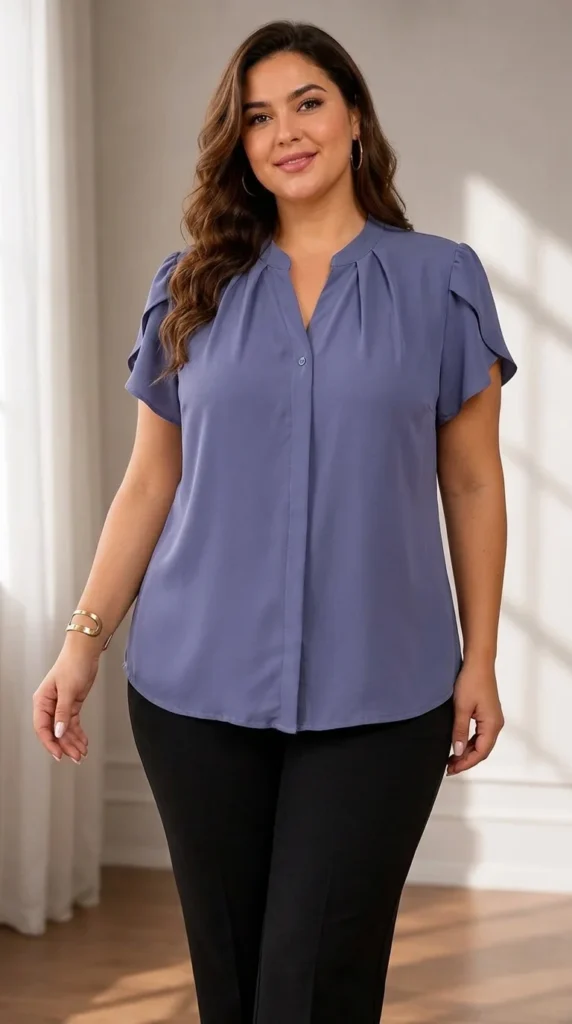 13. Petal Sleeve Chiffon Dressy Outfit
