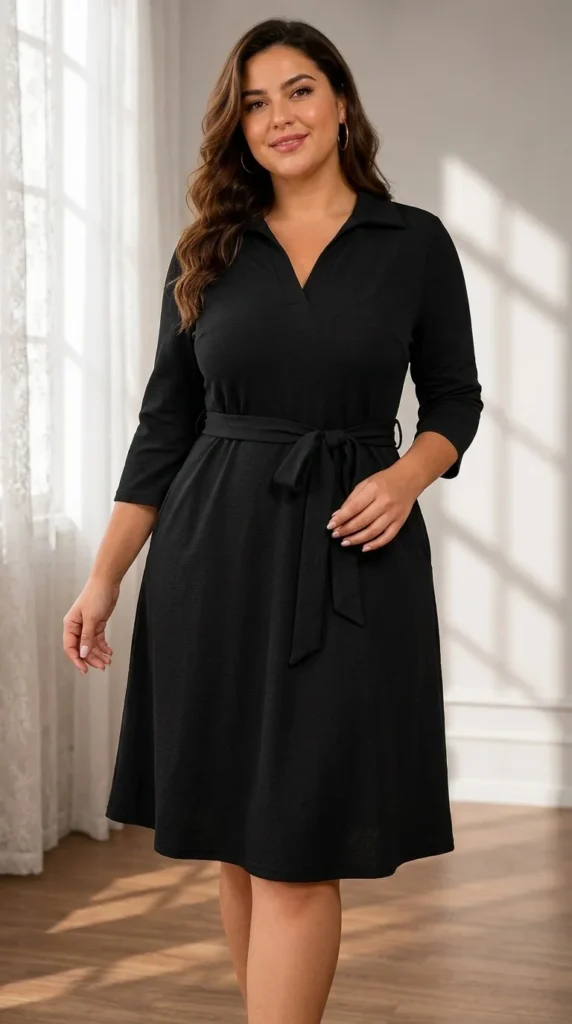 14. The African Print Polo-Collar Fit & Flare Midi
