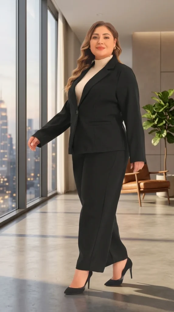 2. Agnes Orinda Plus Size Suit Two Piece Outfits