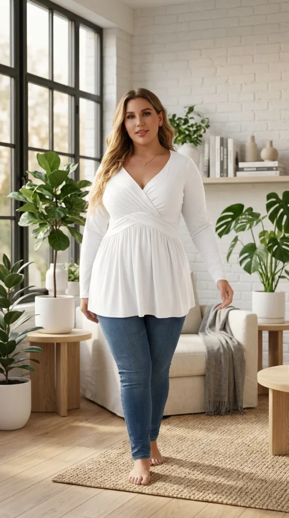 2. Flattering V-Neck Peplum Tunic