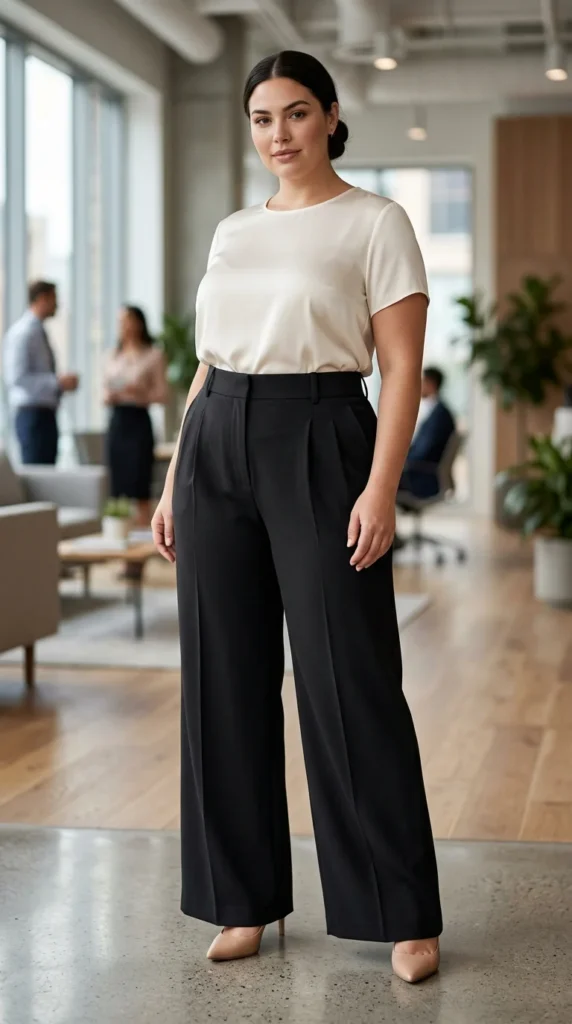 2. High-Waisted Wide-Leg Trousers