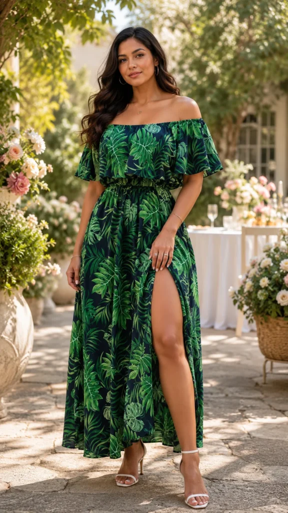 2. The Boho Floral Off-Shoulder Maxi