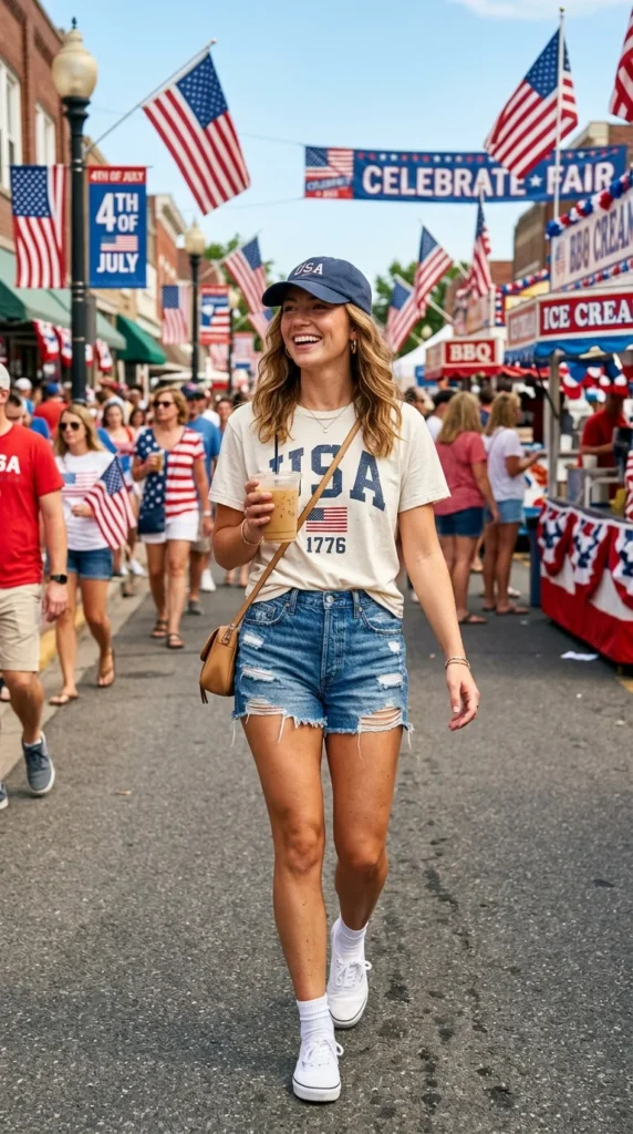2.Cute Denim Shorts and Graphic Tee