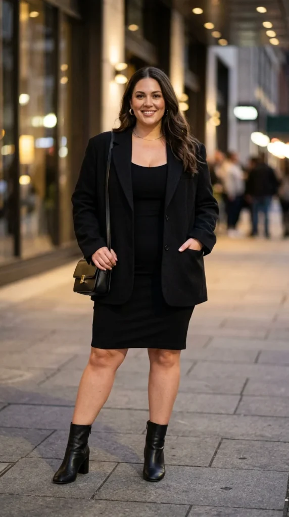 3. Little Black Dress With an Oversized Blazer