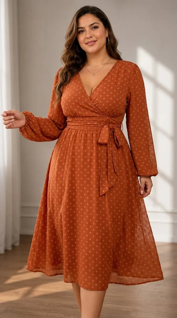 3. RWJ Swiss Dot V-Neck Long Sleeve Dress
