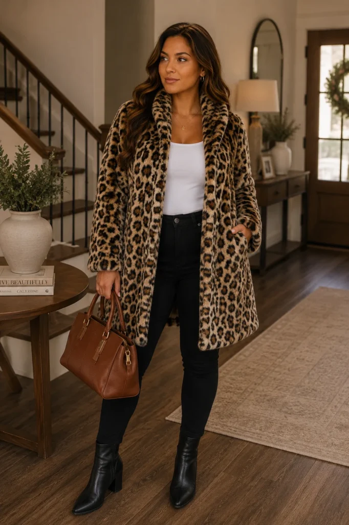 3. Wild Glamour Faux Fur Lapel Coat