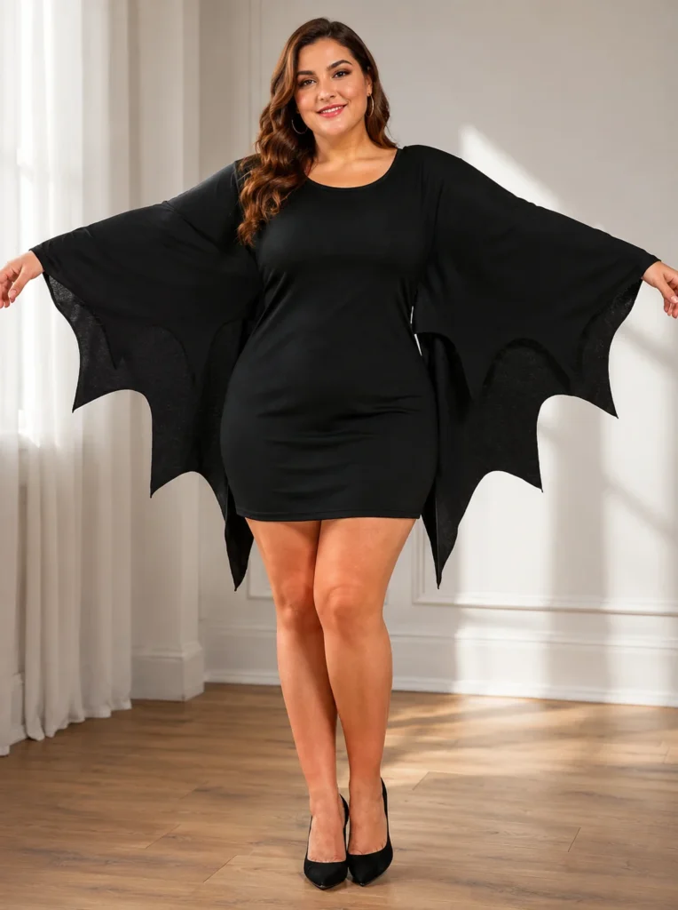 4. Plus Size Bat Wing Sleeves T-Shirt Dress