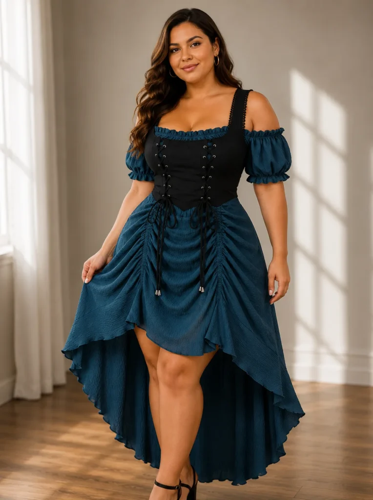 4. Rosegal Plus Size Women Steampunk Renaissance Costume Dress