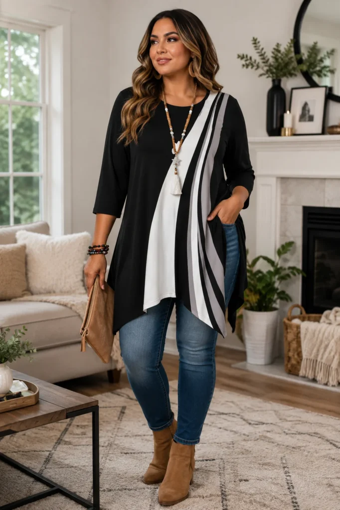 4. Zeagoo 3/4 Sleeve Asymmetrical Hem Tunic Top