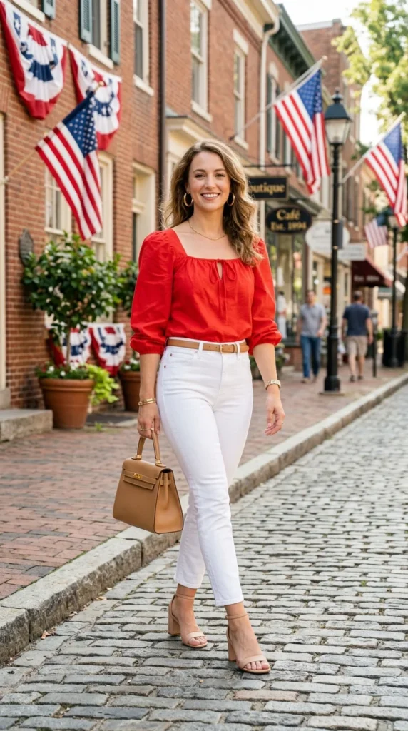 4.White Jeans with a Colorful Top