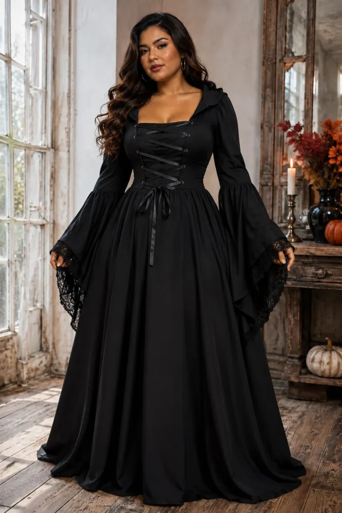 5. Jeufoin Gothic Victorian Witch Vampire Hooded Dress