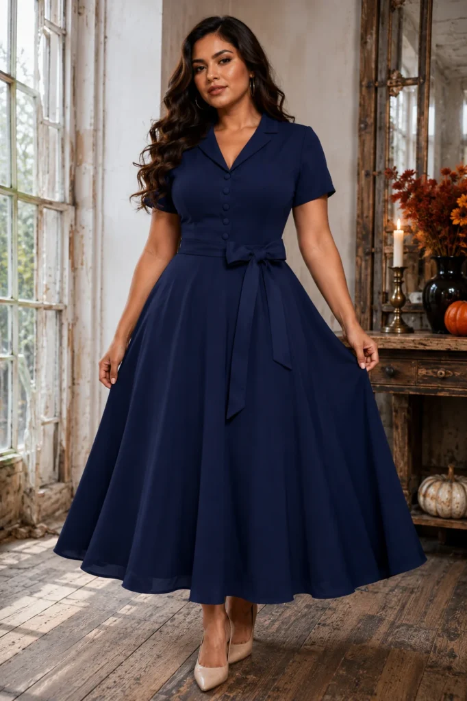 5. Short Sleeve Vintage Tea Dress