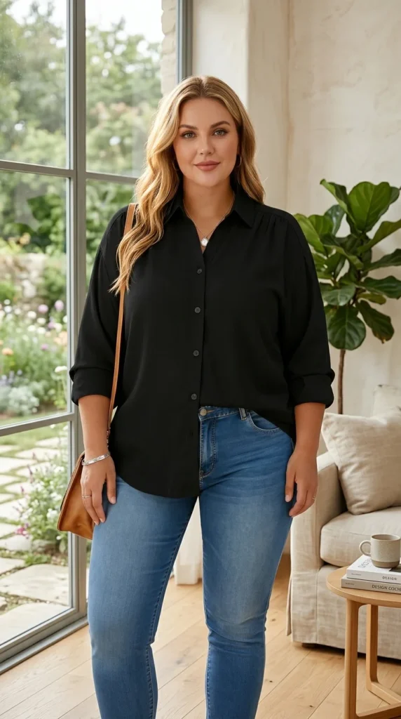 5. Versatile Pleated V-Neck Button Down