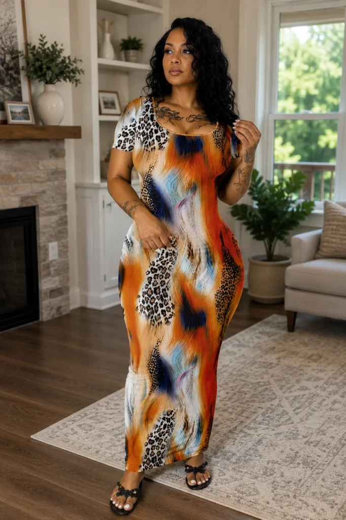 6. Summer Vibe Short-Sleeve Bodycon Maxi