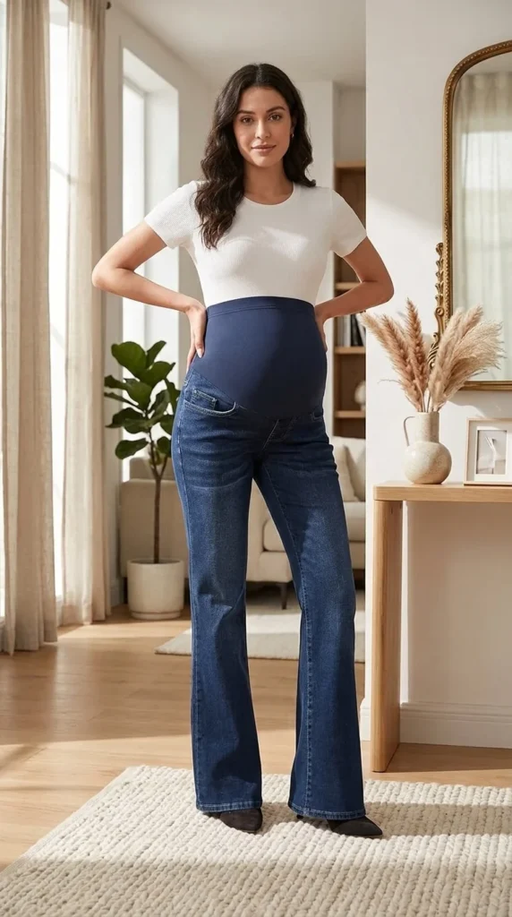 8. GLAMIX Stretch Over The Belly Bell Bottom Flare Jeans (2)