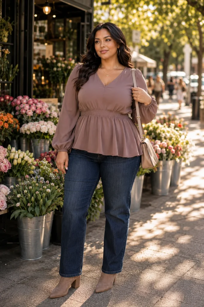 8. Peplum Top With Dark Jeans