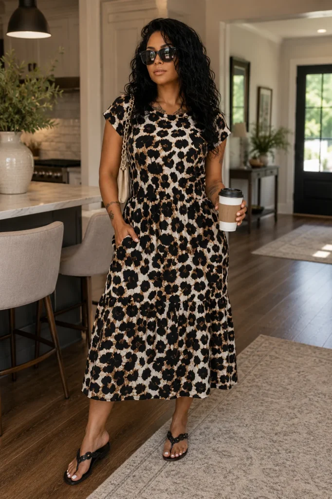 9. Breezy Spotted Tiered Swing Dress