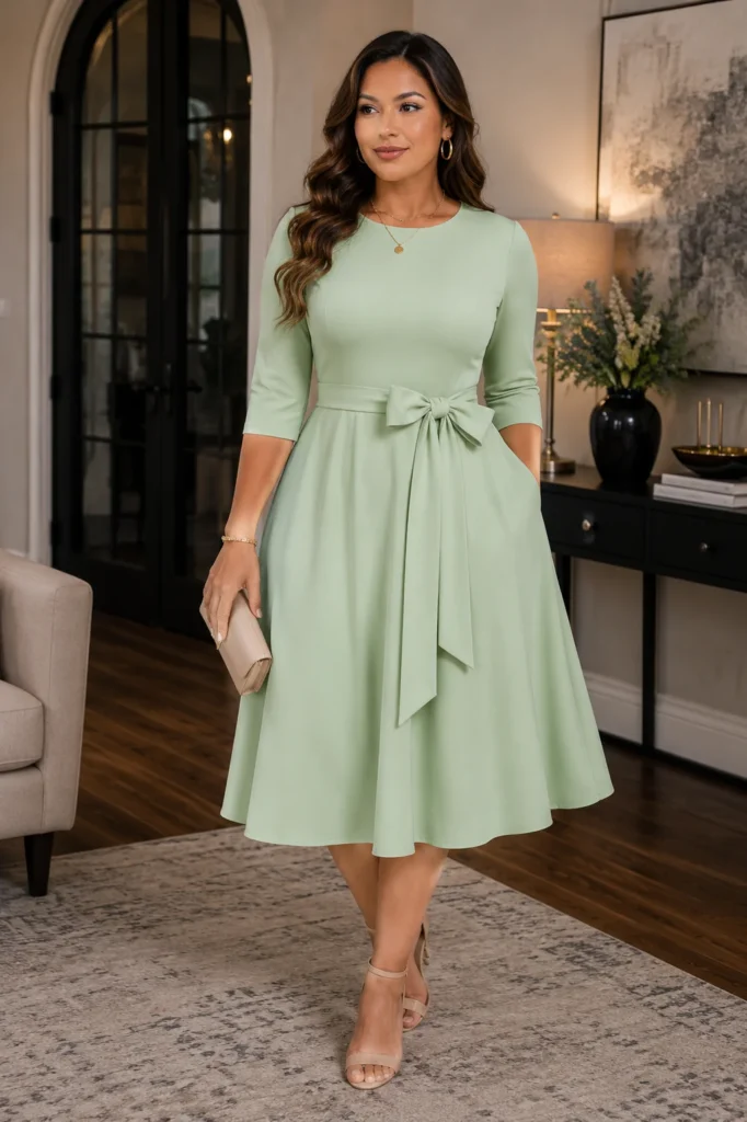 9. DRESSTELLS 3/4 Sleeve Vintage Formal Tea Party Dress