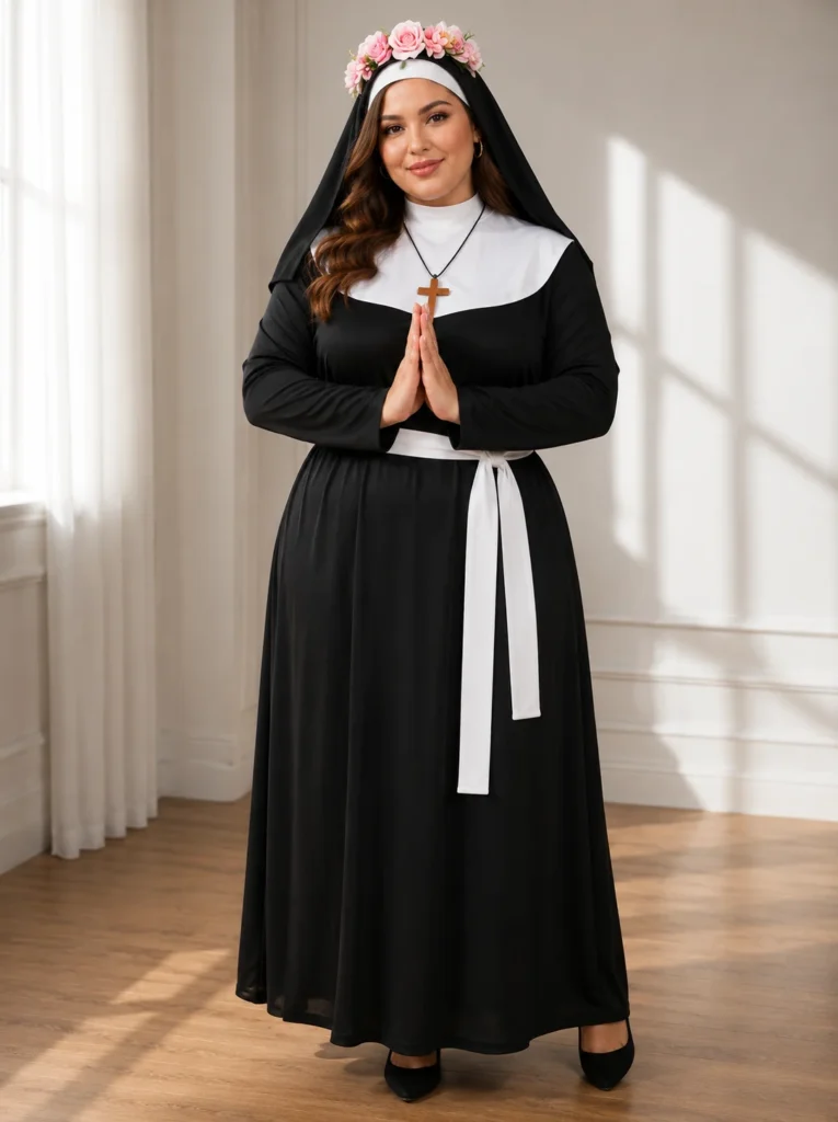 9. Mepase 3-Piece Plus Size Nun Costume Set