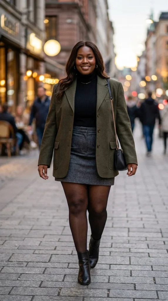 9. Mini Skirt and Oversized Blazer Outfit