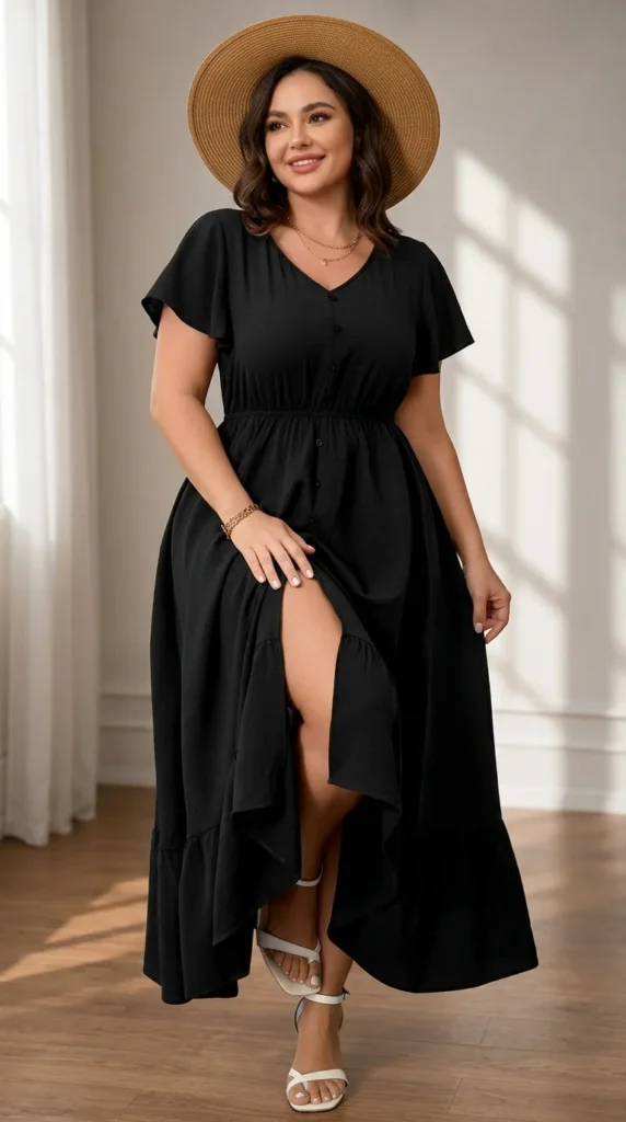 9. The Button-Trim Flare Vacation & Party Maxi