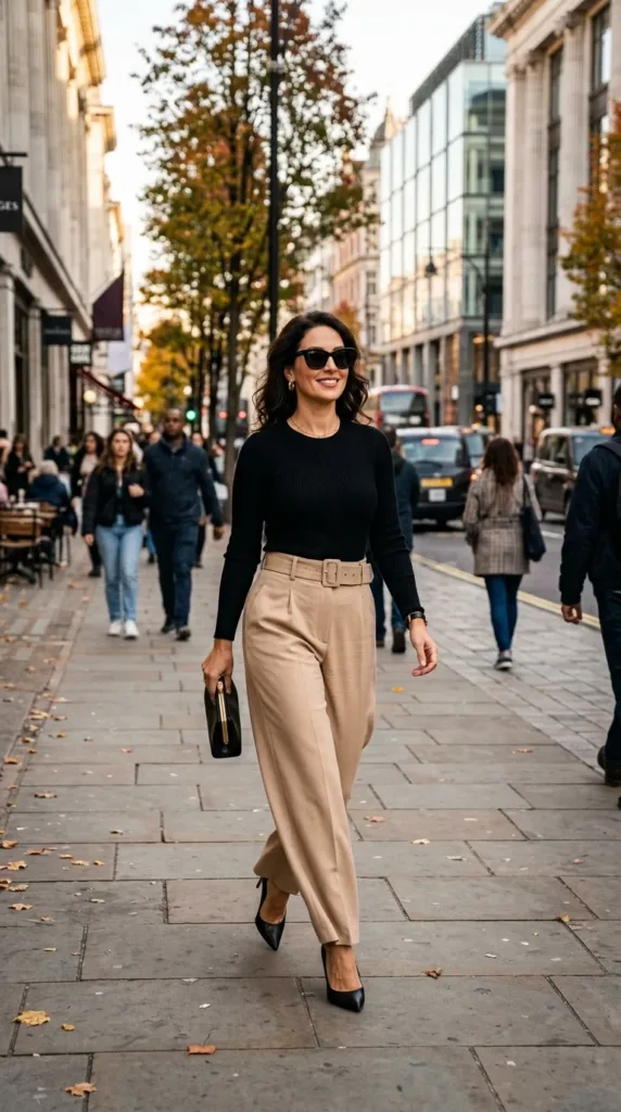 2. High-Waisted Belted Trousers
