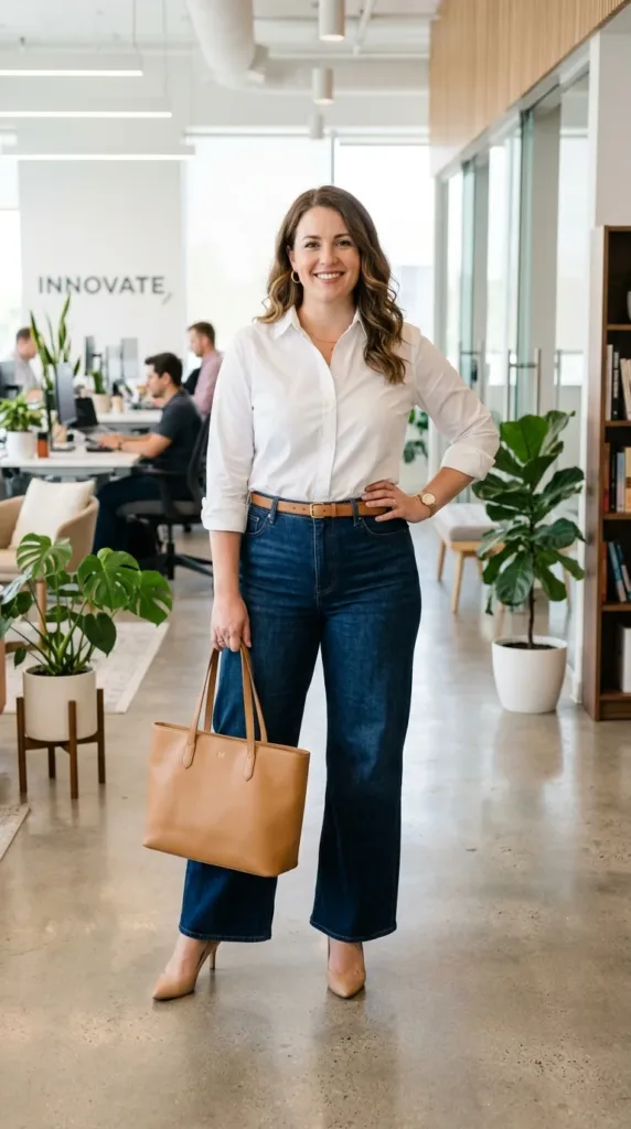2. Tucked-In Button-Down Shirts