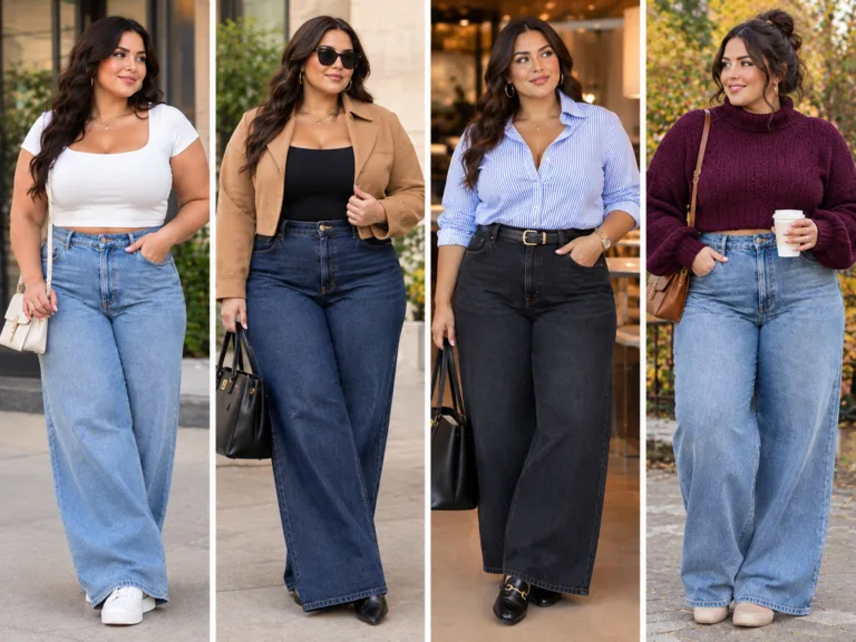 How to Wear Wide-Leg Jeans Plus Size: 12 Flattering Outfit Ideas