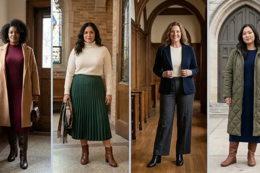 Plus Size Winter Outfit Ideas for Church